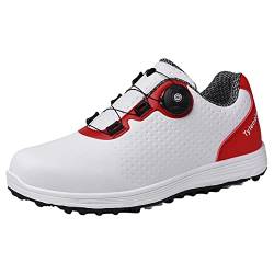 SDEQA wasserdichte Golfschuhe Für Männer Mit Drehbarer Schnalle Spikless Golf Sport Turnschuhe Große Größe Outdoor Casual,Rot,42 EU von SDEQA