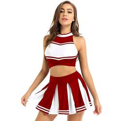 SDGTMYJSY Erotische Wäsche Sexy Negligee Spitze Damen Cheerleader Cosplay Kostüm Uniform Outfit Stehkragen Crop Top Mit Mini Falt von SDGTMYJSY