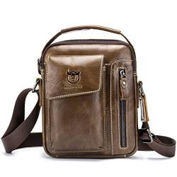 SDINAZ Schultertaschen Herren Freizeit Geschäft Erste Schicht Rindsleder Bewegung Crossbody Tasche Kaffee Umhängetasche klein von SDINAZ