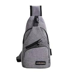 SDINAZ Wasserdichter Canvas Schulterrucksack Vintage Unisex Herren Kleiner Sling Rucksack Umhängetasche Umhängetasche Outdoor Sport Freizeit,Grau von SDINAZ