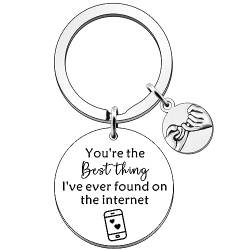 SDOFY Schlüsselanhänger mit Aufschrift "You're The Best Thing I Found on The Internet", Geschenke für Freunde, Valentinstag, Jahrestag, Geschenke für Sie und Ihn, "I Love You", Geschenke für Ihn, von SDOFY