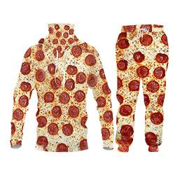 3D Funny Pizza Print Hoodies Sets, Winter Zip Sweatshirt Sweatpants Jogger Anzug Männer Casual Party 2pcs Trainingsanzug, Mhpal0322, XXXXX-Large von SDSVFG