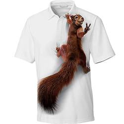 Herren Tiere Polo-Shirts, Casual-Neuheit-Eichhörnchen-Poloshirt mit 3D-Druck, Herren-Grafik-Tees-Mode-T-Shirt von SDSVFG