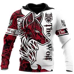 SDSVFG Tier Wolf Tattoo Rot 3D Gedruckt Hoodies Harajuku Mit Kapuze Sweatshirt Unisex Casual Pullover Sudadera Hombre von SDSVFG