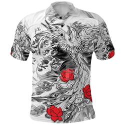 Viking Armor Phoenix Dragon Tattoo 3D Full Printed Poloshirt, Herren Kragen Kurzarm Street Wear Casual Tee von SDSVFG