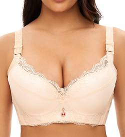 Damen Super Push Up BH Spitze Bügel Weich Polsterung Lift Up BH, Hautfarben, 105D von SEA BBOT