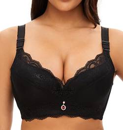 Frauen Super Push Up BH Spitze Bügel Weiche Polsterung Lift Up BH, Schwarz, 100E von SEA BBOT