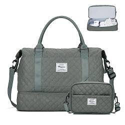 Reisetasche Damen Handgepäck Tasche Sporttasche mit Kulturbeutel Weekender Bag Schwimmtasche Wasserdicht Travel Duffle Bag Fitnesstasche Trainingstasche Krankenhaustasche mit Schuhfach,G8-Armeegrün von SEAFEW