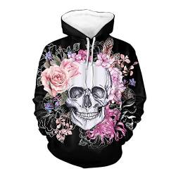 SEANATIVE Casual Teen Studenten Hoodies Rose Sugar Skull Herren Kapuzenpullover Weatshirts Hoodie M von SEANATIVE