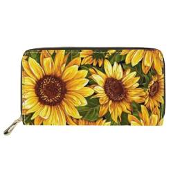 SEANATIVE Damen-Geldbörse aus PU-Leder mit Reißverschluss, Kartenhalter, Handy-Clutch, sonnenblume, Einheitsgröße, Geldklammer von SEANATIVE