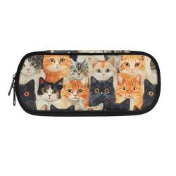 SEANATIVE Federmäppchen mit großem Fassungsvermögen für Kinder, Teenager, Mittelschule, mit Reißverschluss, Kawaii-Katze, Taschen-Organizer von SEANATIVE