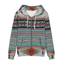 SEANATIVE Frauen Zip Up Hoodies Kordelzug Sweatshirt Langarm Casual Hoodie Jacke mit Tasche Größe XS-5XL, Navajo Azteken, M von SEANATIVE