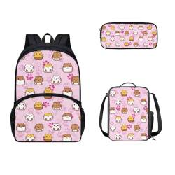 SEANATIVE Kinderrucksack für die Schule, Sachool-Rucksack mit Lunchbox und Federmäppchen, 3-teilig, 43,2 cm, Schultasche, Süßer Hamster von SEANATIVE