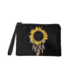 SEANATIVE Münzgeldbörse mit Reißverschluss, für Damen und Mädchen, leicht, klein, Kleingeldtasche, Reisepass-Kartenhalter mit Armband, sonnenblume, Taschen-Organizer von SEANATIVE