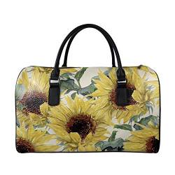 SEANATIVE Reisetasche mit großer Kapazität für Damen und Herren, Leder, Wochenendtasche, Übernachtung, Duffle-Tasche, Gepäck, Gelbe Sonnenblumen von SEANATIVE