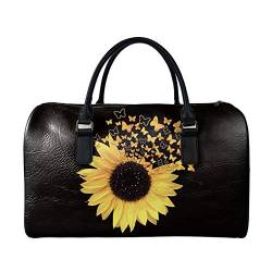 SEANATIVE Wochenend-Reisetasche für Damen und Herren, PU-Leder, Gepäcktasche, großes Fassungsvermögen, Organizer, Gelbe Sonnenblume von SEANATIVE