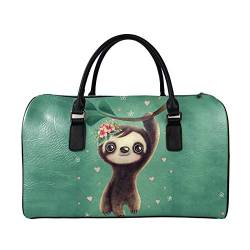 SEANATIVE Wochenend-Reisetasche für Damen und Herren, PU-Leder, Gepäcktasche, großes Fassungsvermögen, Organizer, Green Faulth von SEANATIVE