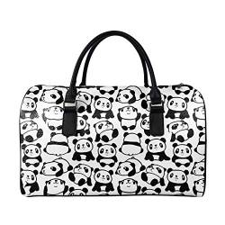 SEANATIVE Wochenend-Reisetasche für Damen und Herren, PU-Leder, Gepäcktasche, großes Fassungsvermögen, Organizer, Schwarz Panda von SEANATIVE