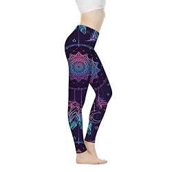 SEANATIVE Yogahose in voller Länge für Frauen, hohe Taille, nahtlose Workout-Leggings, Übergröße, Yoga-Caprihose Gr. L, Traumfänger von SEANATIVE