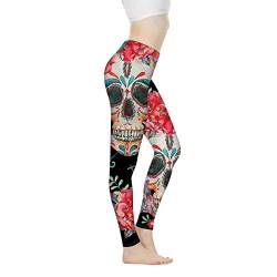 SEANATIVE Yogahose in voller Länge für Frauen, hohe Taille, nahtlose Workout-Leggings, Übergröße, Yoga-Caprihose Gr. XL, Sugar Skull von SEANATIVE