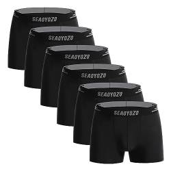 SEAOYOZO Herren Boxershorts 6 Pack Unterhosen Männer Eisseide Unterwäsche Herren Underwear Men Retroshorts Unterhose Schwarz S von SEAOYOZO