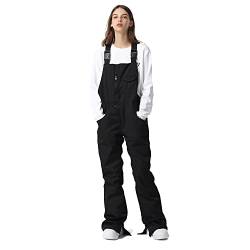 SEARIPE Winter-Schnee-Lätzchen, wasserdicht, Snowboard-Overall, Hose, verstellbar, Outdoor-Ripstop-Snowboardhose für Damen (K03Black, L) von SEARIPE