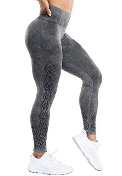 SEASUM Leggings Damen Sporthose mit Taschen, Nahtlose Yogahose Hoher Taille, mit Bauchkontrolle Workout Gymnastik, N7460-Schwarz L von SEASUM