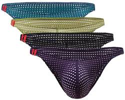 4 Stück Mens Bikini Underwear Unterwäsche Tangaslip Spitze Sexy Reizunterwäsche Thong Transparente Bikini Höschen Bequeme Clubwear Slips von SEAUR