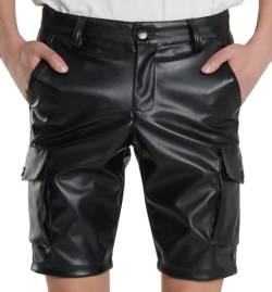 Boxershorts Herren Kunstleder Latex Shorts Männer Sexy Wetlook Sport Reißverschluss Unterhose Clubwear Ledershort von SEAUR