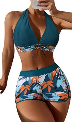 Damen Bikini Set Top mit Badeshorts Beachwear Badeanzug Tankini Anzug L von SEAUR