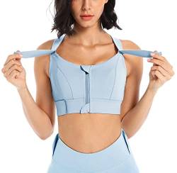 Damen Sport Bustier Rückenfrei Gym Top mit Polster Sporttop gibt Guten Halt Einstellbarer Schultergurt Zip Front High Impact mit Polstern Sportbh Sportunterwäsche Activewear von SEAUR