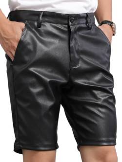 Leder Shorts Männer Kurze Hose Herren Kunstleder Glitzernd Kunstleder Ledershorts Leggings Kostüm Untehose Wetlook Lack Hose von SEAUR