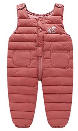 SEAUR Baby Daunenhose Leicht Winterhose Dick Warm Schneehose Kleinkind Skihose Winddicht Outdoorhose - Rose Rot - Gr. 80/86 von SEAUR