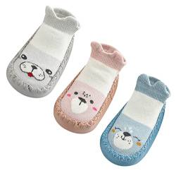 SEAUR Baby Hüttenschuhe Socken Kleinkind Hausschuhe Haussocken 3 Paar Dünn Socken Lauflernschuhe Krabbelschuhe - 18-24 Monate - 22-23 EU von SEAUR