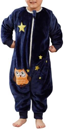 SEAUR Baby Schlafstrampler Flanell Schlafsack mit Füßen 3,0 Tog Winter Pyjama Kinder Schlafanzug Kuschelig Warm Overall Niedlich Cartoon Tier Muster - 90(80-90cm) von SEAUR
