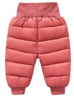 SEAUR Baby Schneehose Winddicht Daunenhose Dick Warm Winterhose Winddicht Skihose Kleinkind Winter Outdoorhose - Rose Rot - Gr. 80/86 von SEAUR