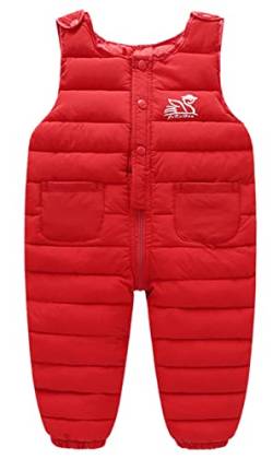 SEAUR Baby Schneehose Winddicht Daunenhose Dick Warm Winterhose Winddicht Skihose Kleinkind Winter Outdoorhose - Rot - Gr. 92/98 von SEAUR