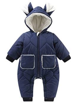 SEAUR Baby Strampler Winter Overall mit Kapuze Neugeborene 0-12 Monate Schneeanzug Junge Mädchen Winteroverall - 9-12 Monate - Gr.90 von SEAUR