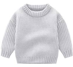 SEAUR Baby Strick Pullover Baby Pullover Baby Sweater Baby Strick Oberteile Sweatshirt für Alltag Fotoshooting Geburtstag Grau 12-18 Monate (90) von SEAUR