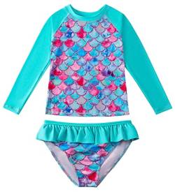 SEAUR Badeanzug Kinder Mädchen Langarm Zweiteiliger Rash Guard Meerjungfrau Schwimmanzug mit Schwimmrock Swimsuit Strand Bademode - 120 von SEAUR