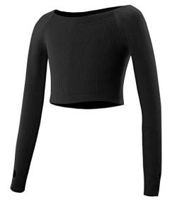 SEAUR Ballettjacke Mädchen Langarm Wickeljacke Tanz Ballett Gymnastik Yoga Strickjacke Tanzpullover Top Bolero - B Schwarz - S von SEAUR