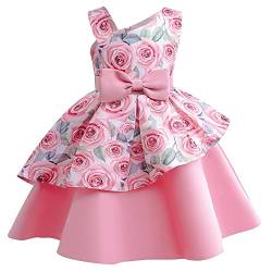 SEAUR Ballkleid für Mädchen Ärmellos/Kurzarm Prinzessin Kleid mit Reißverschluss Mädchen Blumenkleid für Party Rosa 2 130 von SEAUR