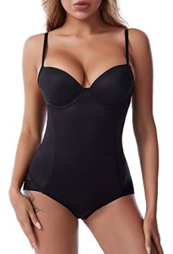 SEAUR Bodysuit Shapewear für Frauen Bauchkontrolle Shaping Body Shaper Jumpsuits Tops mit integriertem BH ärmellos Camisole nahtlose Taillentrainer Body Unterwäsche, Black, 36 von SEAUR