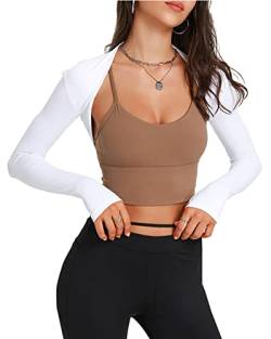 SEAUR Bolero Achselzucken für Damen Offene Vorderseite Cropped Strickjacke Coole Achselzucken für Übung Ballett Fitness Weiß L von SEAUR