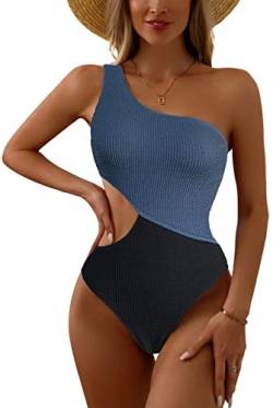 SEAUR Damen Badeanzug EIN Schulter Asymmetrische Einteilige Bademode Sexy Rückenfrei Swimsuit Schwimmen Strand Pool - M von SEAUR