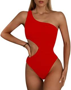 SEAUR Damen Badeanzug EIN Schulter Asymmetrische Einteilige Bademode Sexy Rückenfrei Swimsuit Schwimmen Strand Pool - M von SEAUR