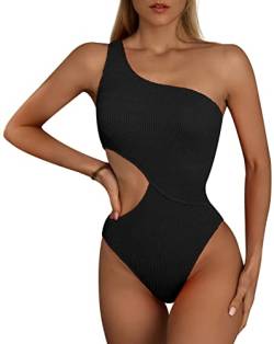 SEAUR Damen Badeanzug EIN Schulter Asymmetrische Einteilige Bademode Sexy Rückenfrei Swimsuit Schwimmen Strand Pool - XL von SEAUR