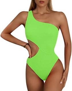 SEAUR Damen Badeanzug EIN Schulter Asymmetrische Einteilige Bademode Sexy Rückenfrei Swimsuit Schwimmen Strand Pool - XL von SEAUR