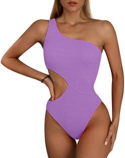 SEAUR Damen Badeanzug EIN Schulter Asymmetrische Einteilige Bademode Sexy Rückenfrei Swimsuit Schwimmen Strand Pool - XL von SEAUR