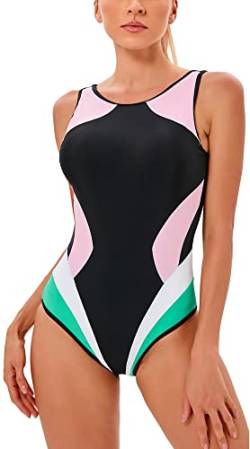 SEAUR Damen Badeanzug Sport Bademode Racerback Swimsuit Sommer Schwimmen Trainning Strand Pool - M von SEAUR